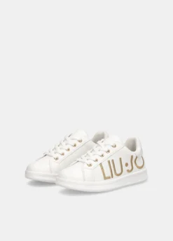 Sneakers con maxi logo glitter