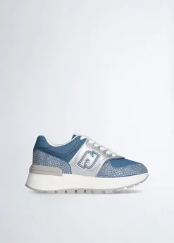 Sneakers in denim con strass