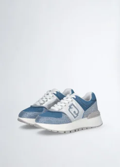 Sneakers in denim con strass