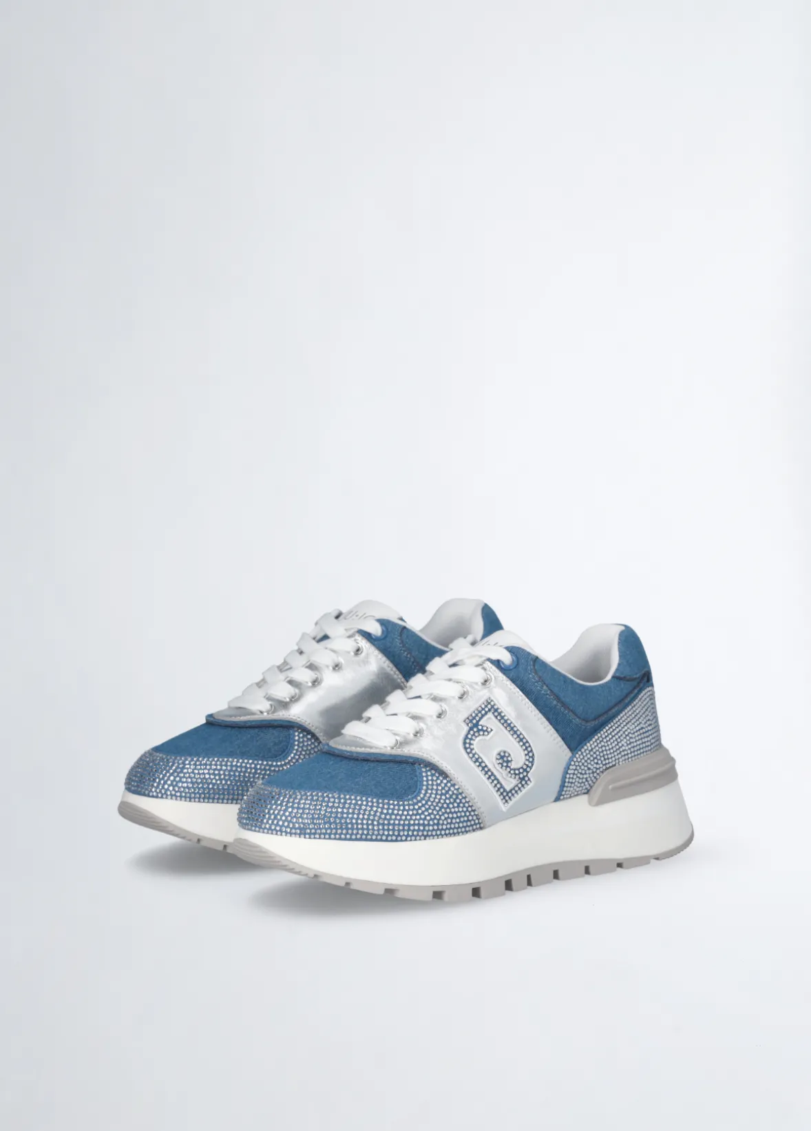 Sneakers in denim con strass