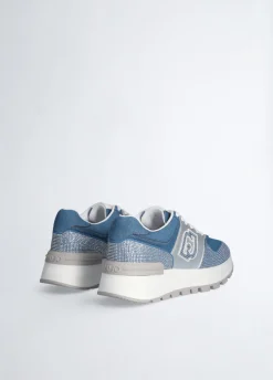 Sneakers in denim con strass