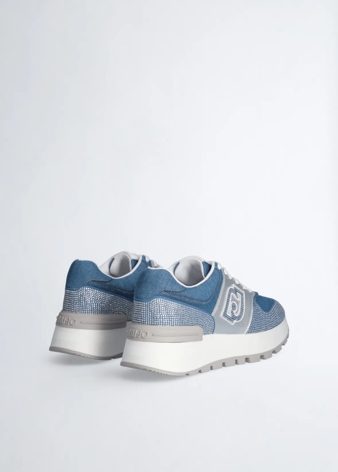 Sneakers in denim con strass