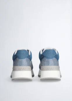 Sneakers in denim con strass