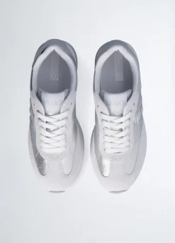 Sneakers in denim effetto laminato