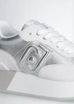 Sneakers in denim effetto laminato
