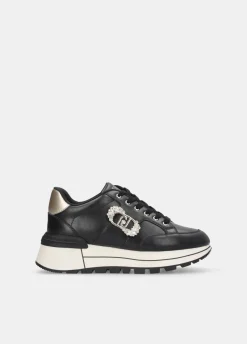 Sneakers in pelle con logo gioiello