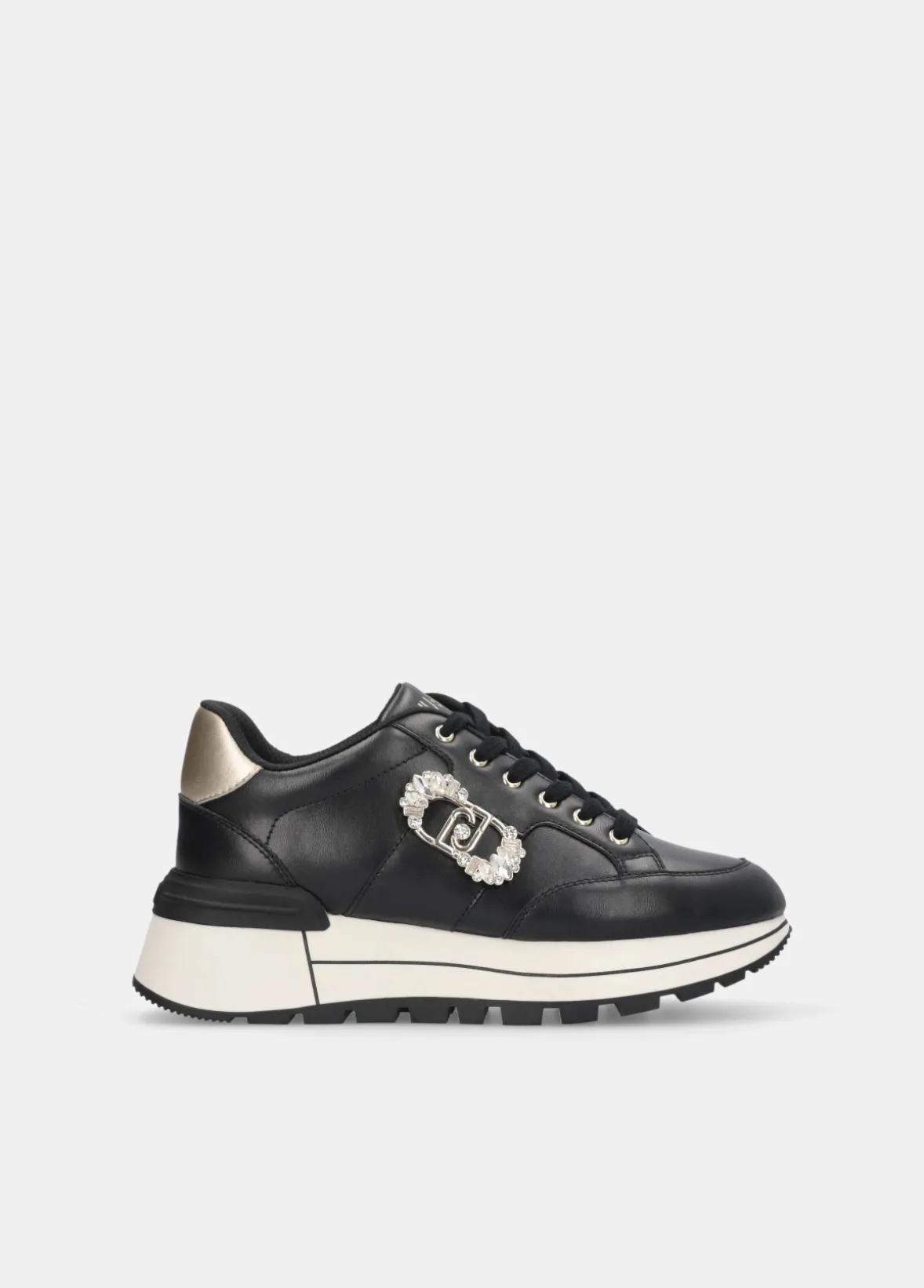 Sneakers in pelle con logo gioiello