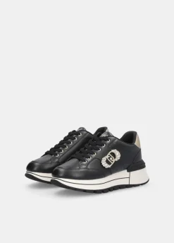 Sneakers in pelle con logo gioiello