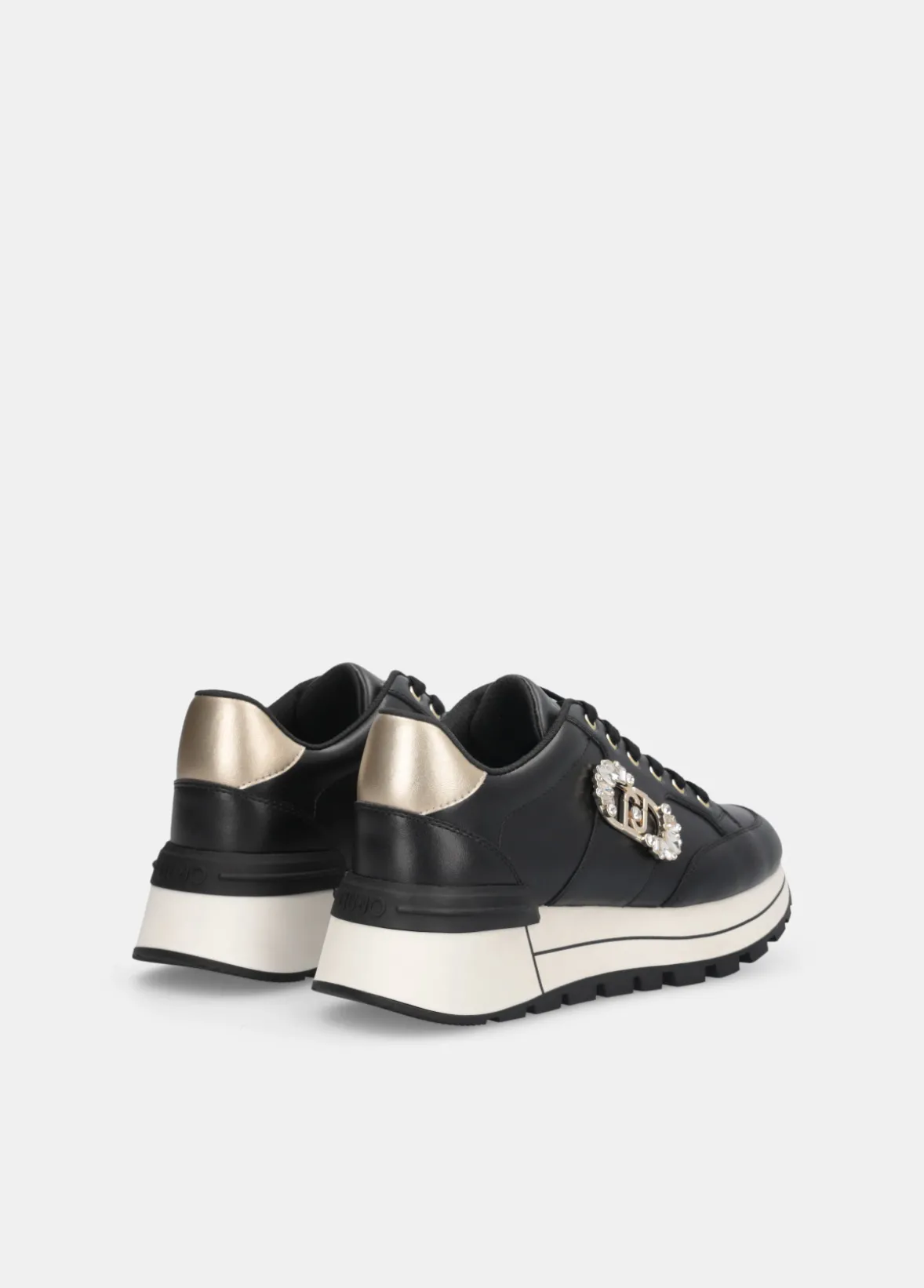 Sneakers in pelle con logo gioiello
