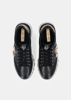 Sneakers in pelle con logo gioiello
