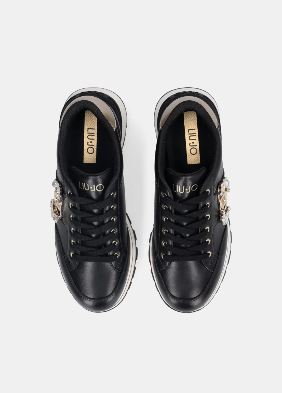 Sneakers in pelle con logo gioiello