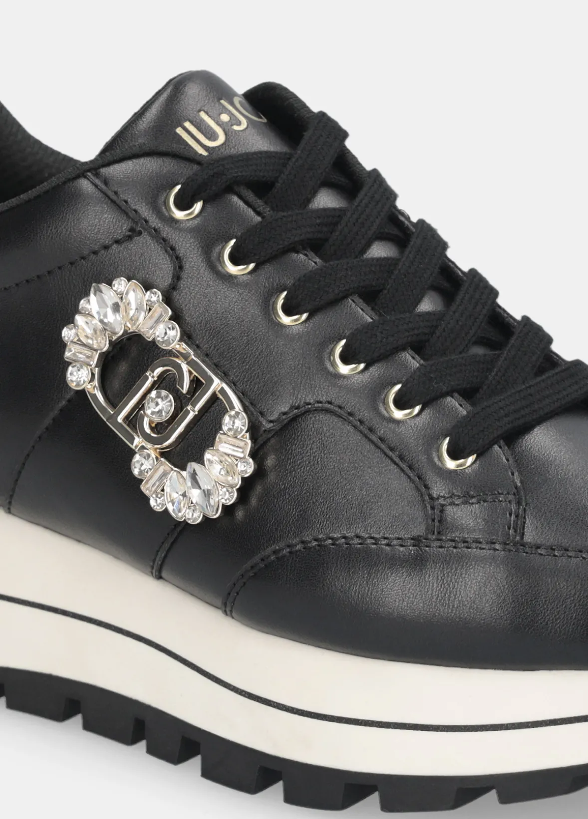 Sneakers in pelle con logo gioiello