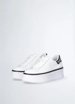 Sneakers in pelle con strass