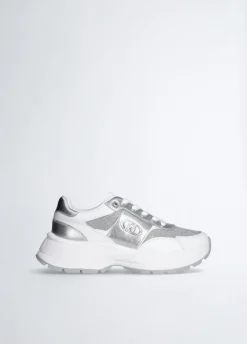 Sneakers in pelle e lurex