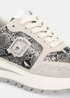Sneakers in pitone con strass