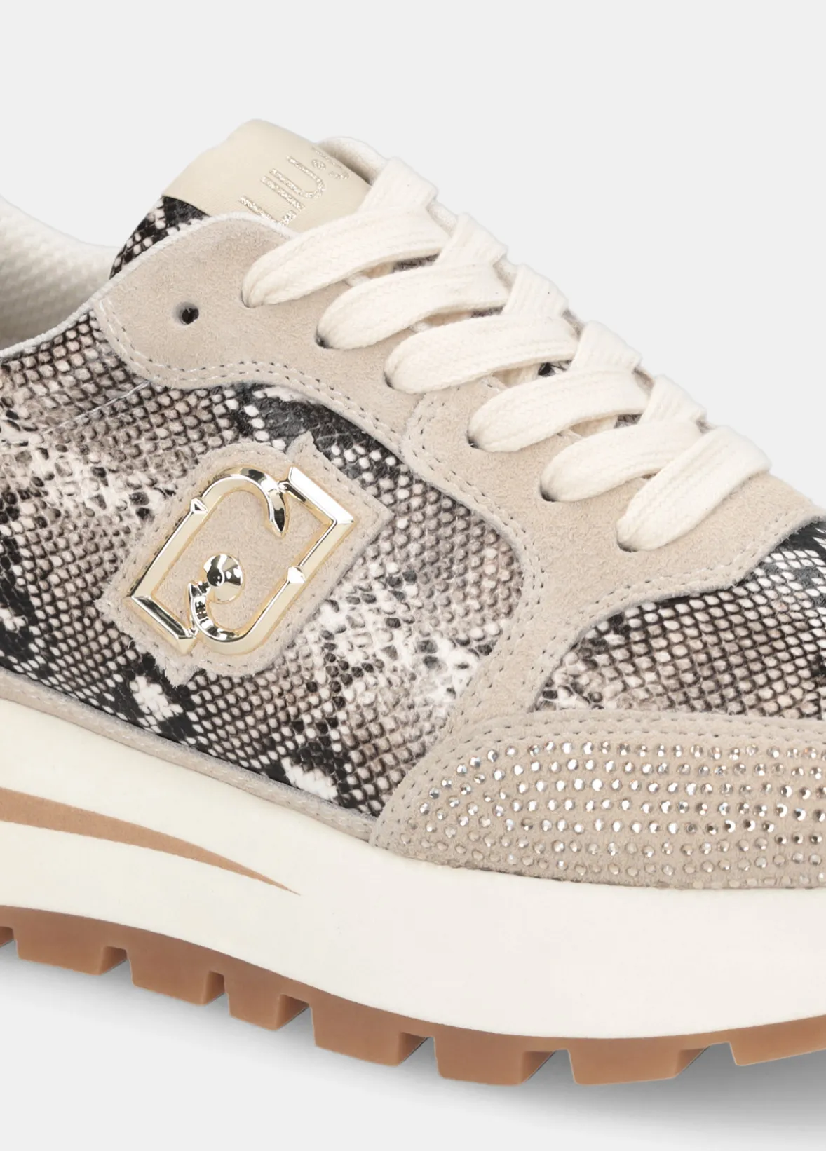 Sneakers in pitone con strass