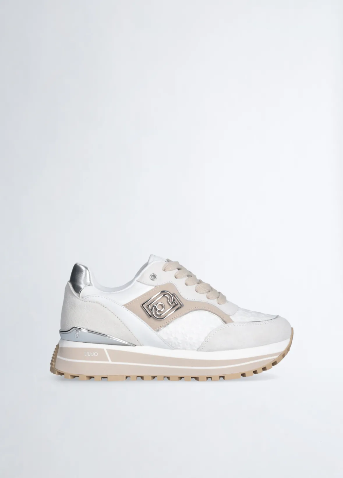 Sneakers platform con ricami floreali