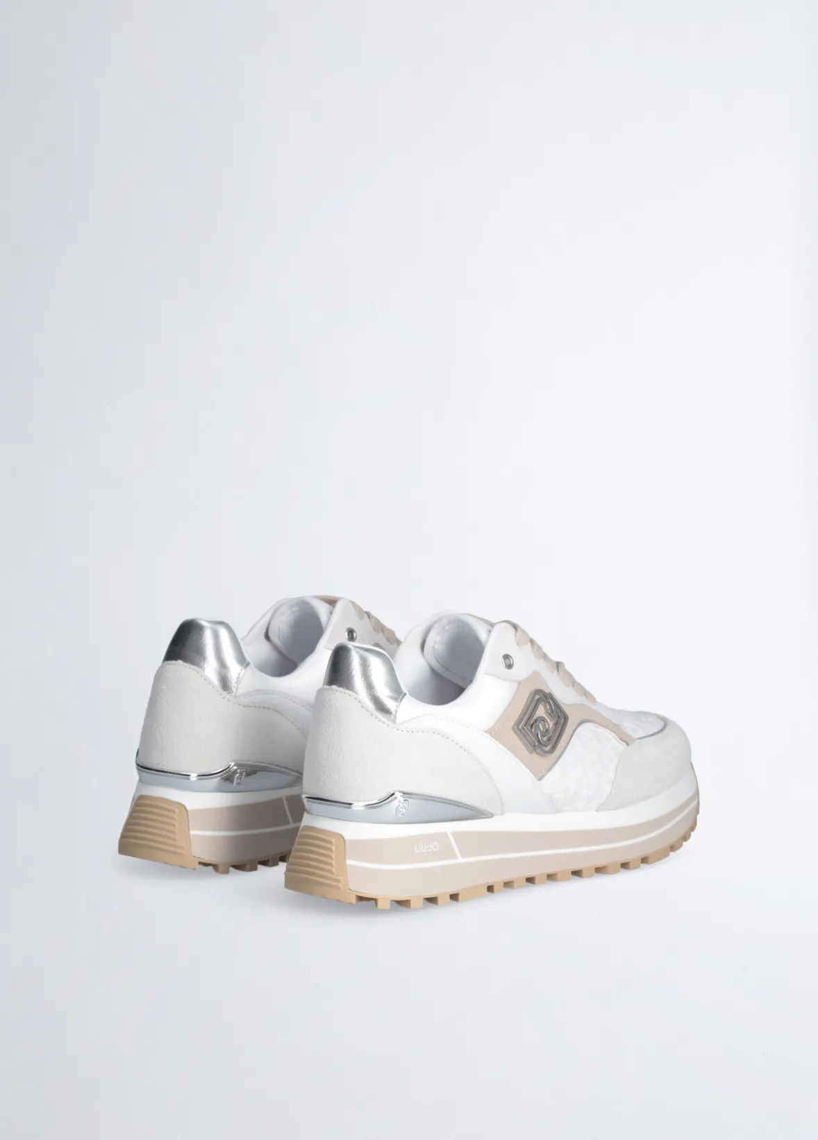 Sneakers platform con ricami floreali