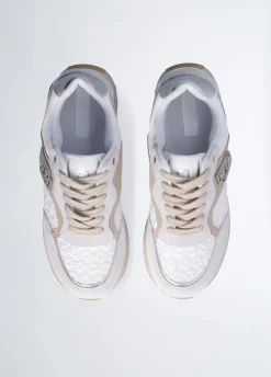 Sneakers platform con ricami floreali