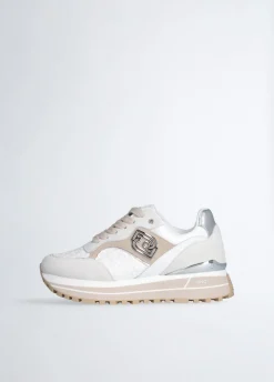 Sneakers platform con ricami floreali