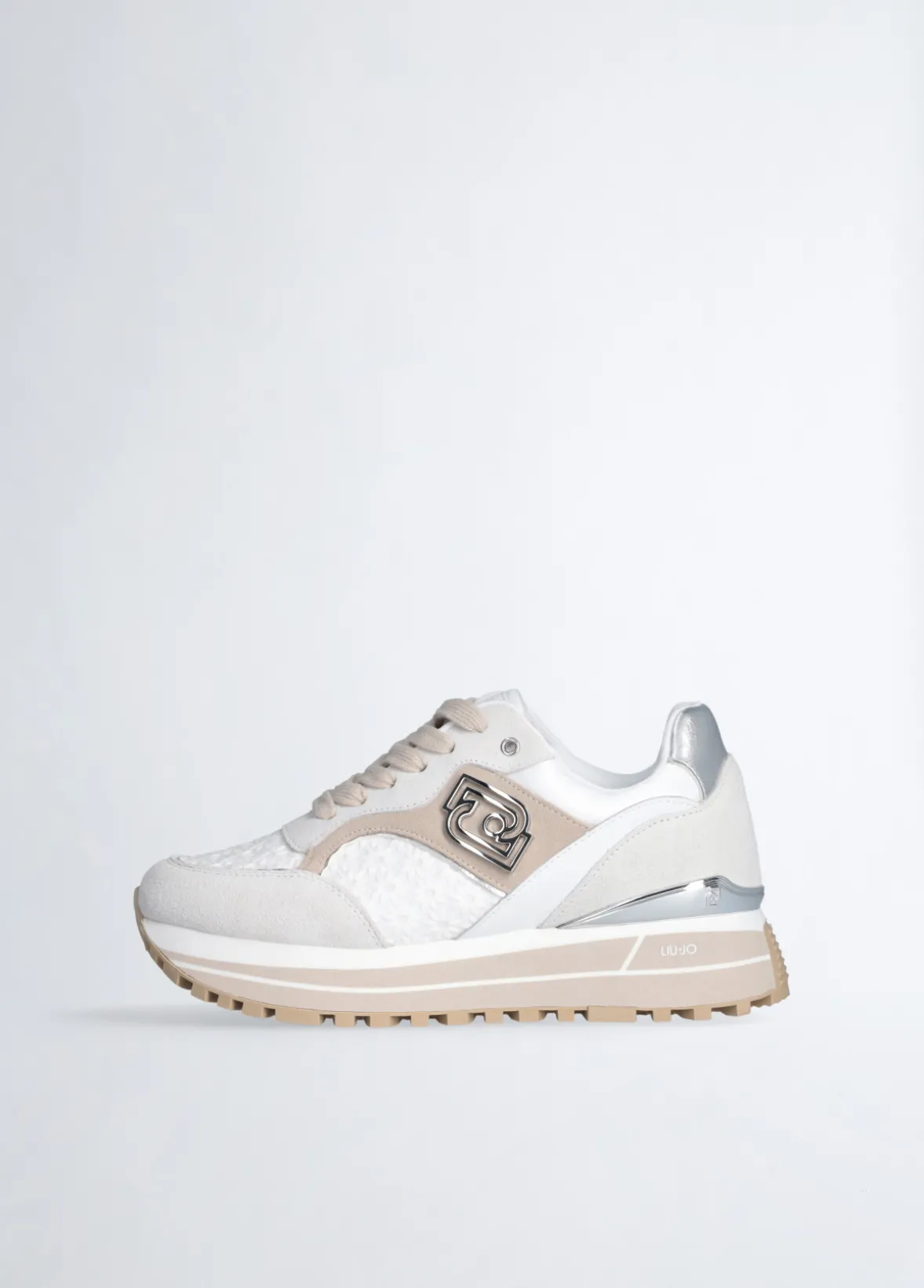 Sneakers platform con ricami floreali