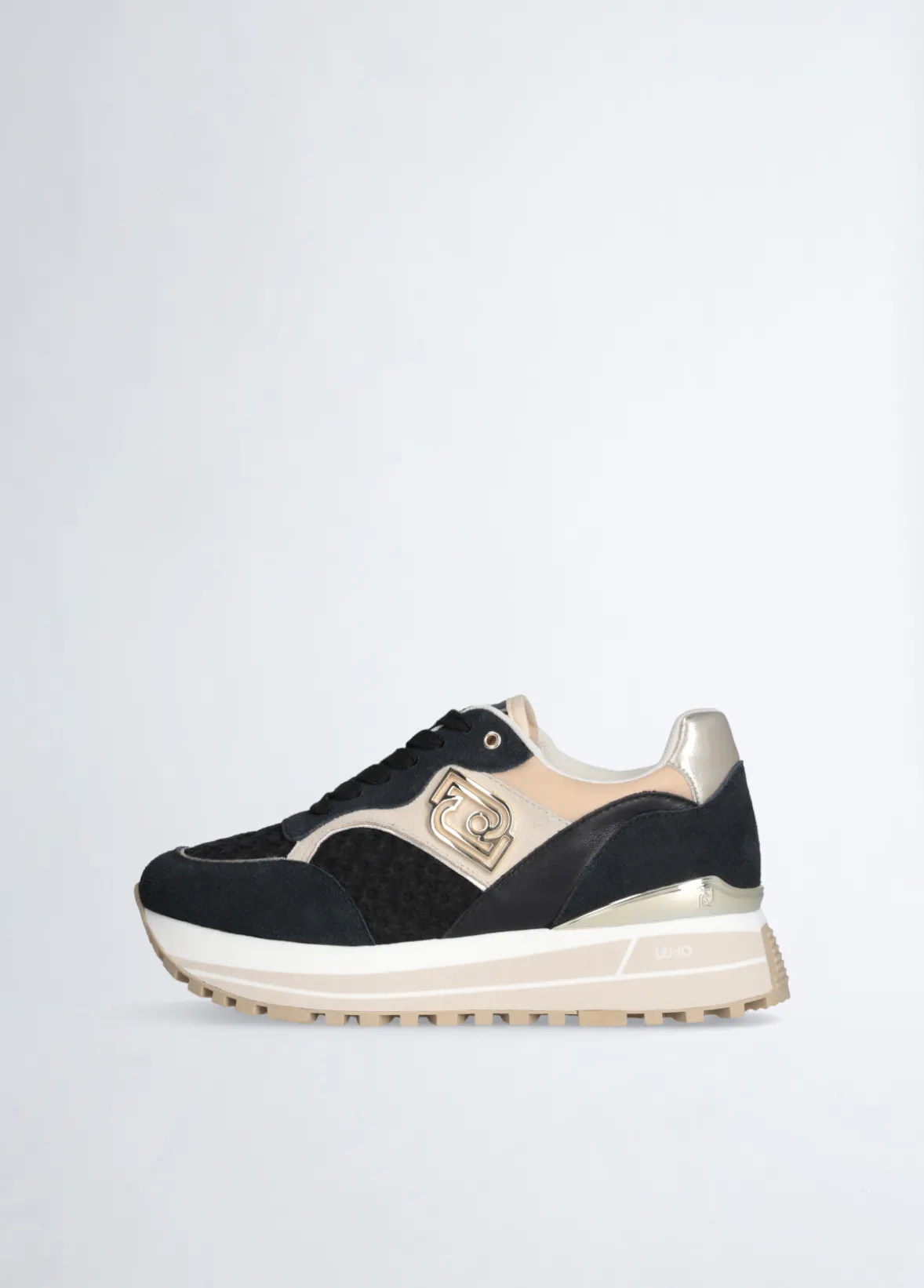 Sneakers platform con ricami floreali