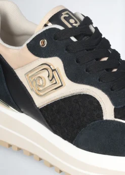 Sneakers platform con ricami floreali