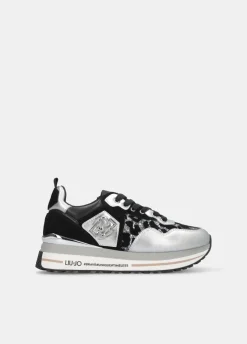 Sneakers platform glitter animalier