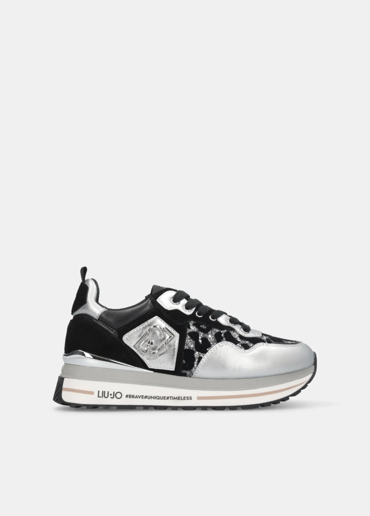 Sneakers platform glitter animalier