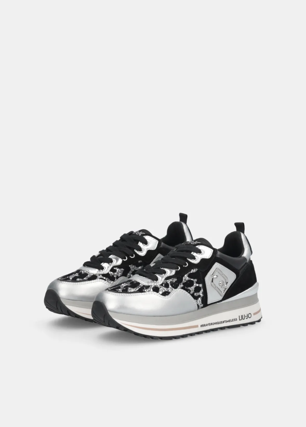 Sneakers platform glitter animalier
