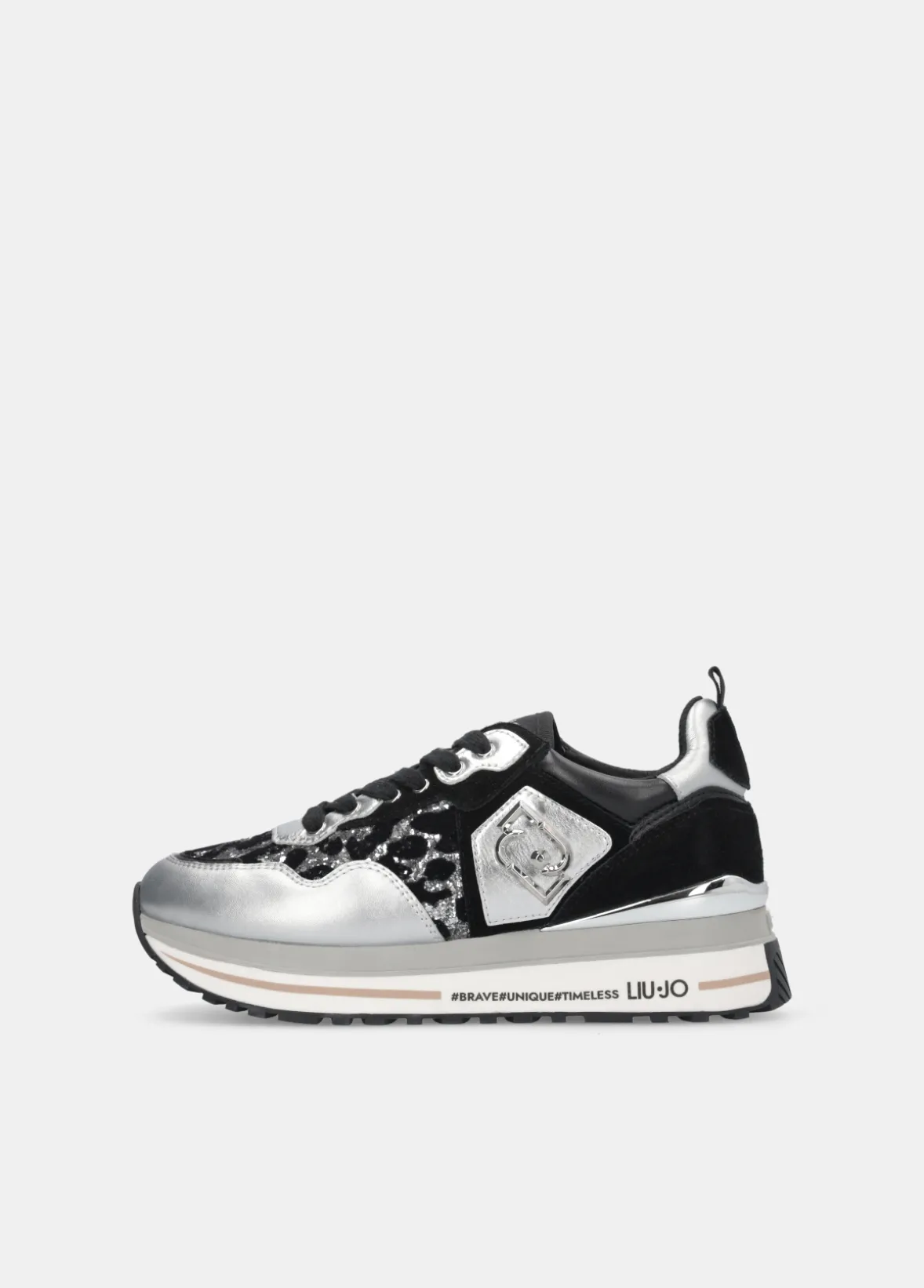 Sneakers platform glitter animalier