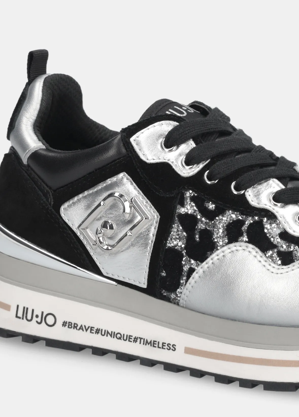 Sneakers platform glitter animalier