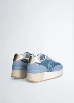 Sneakers platform in denim