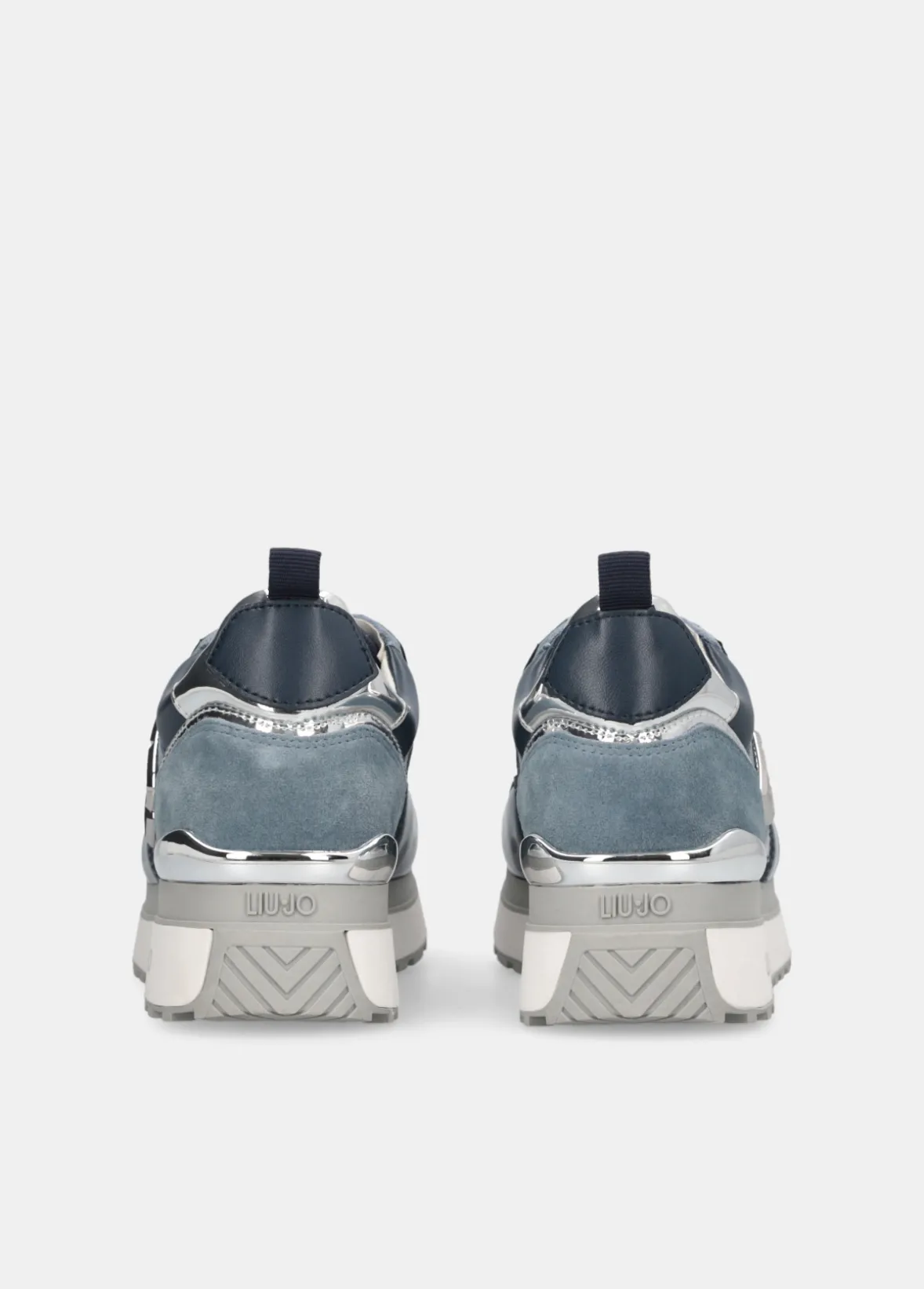 Sneakers platform in glossy denim