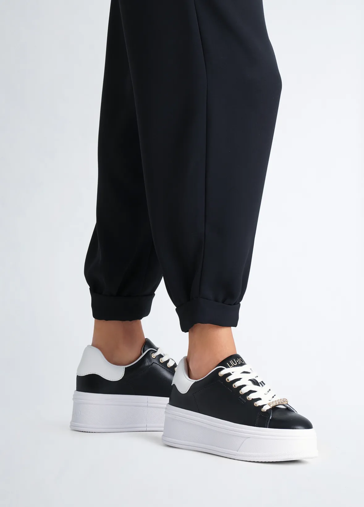 Sneakers platform in pelle