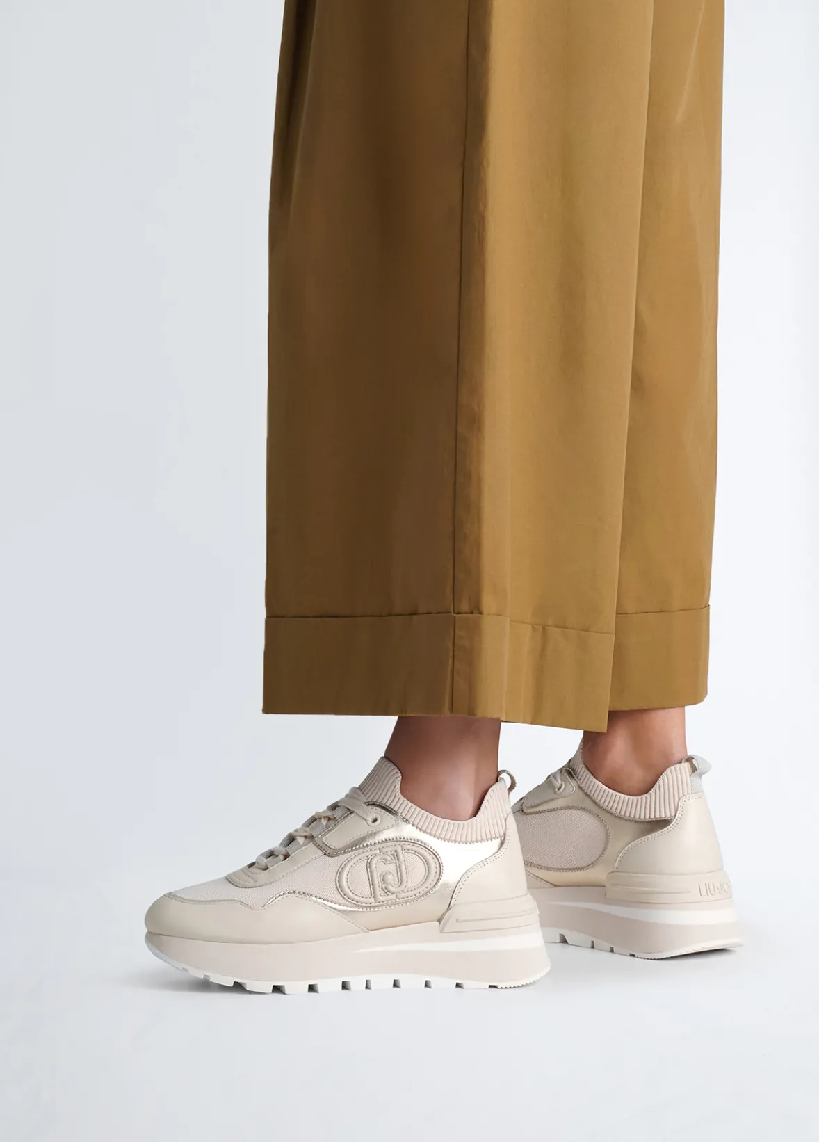 Sneakers platform in pelle