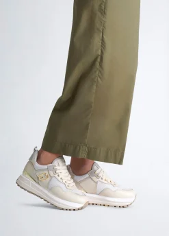 Sneakers platform in pelle e mesh