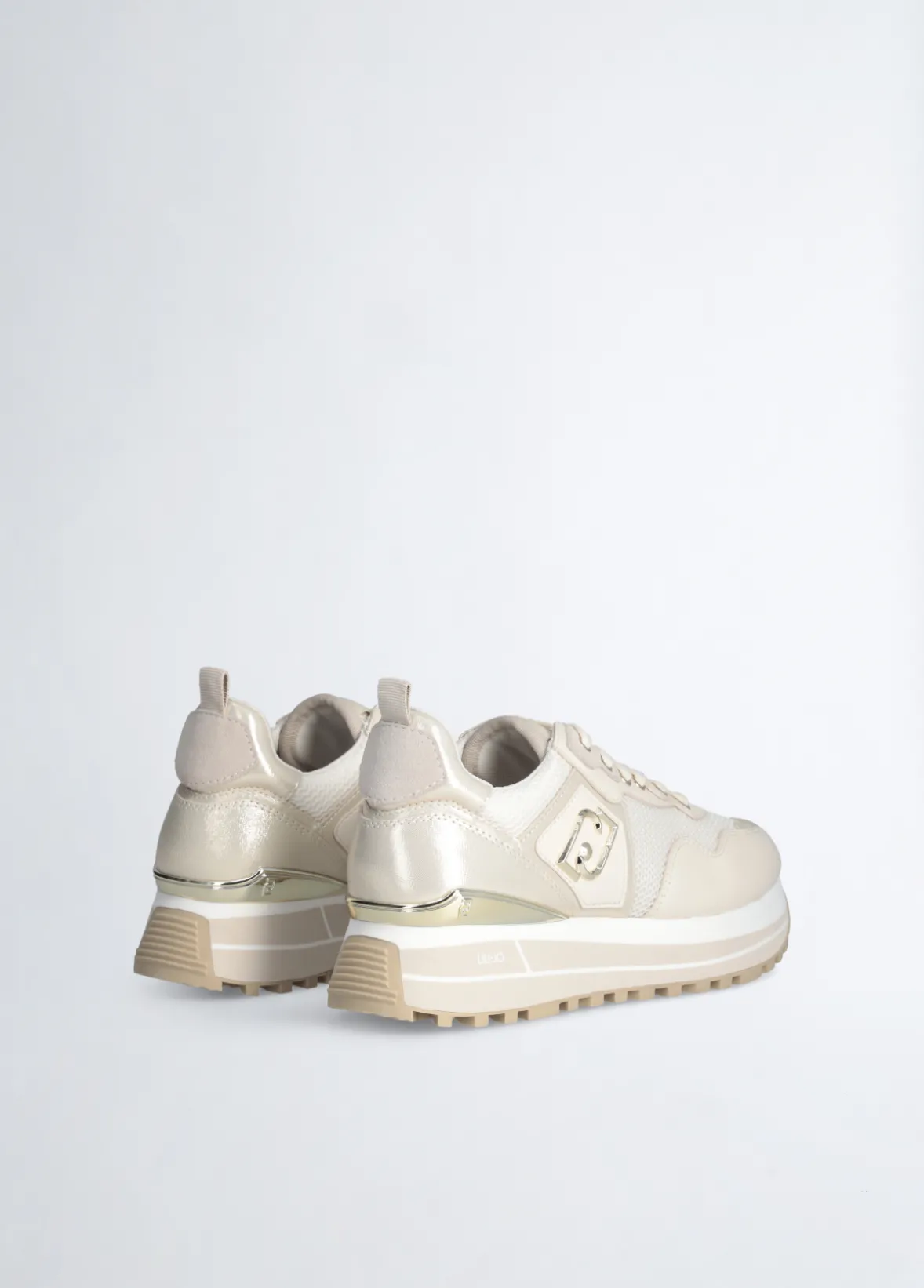 Sneakers platform in pelle e mesh