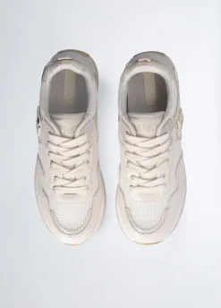 Sneakers platform in pelle e mesh