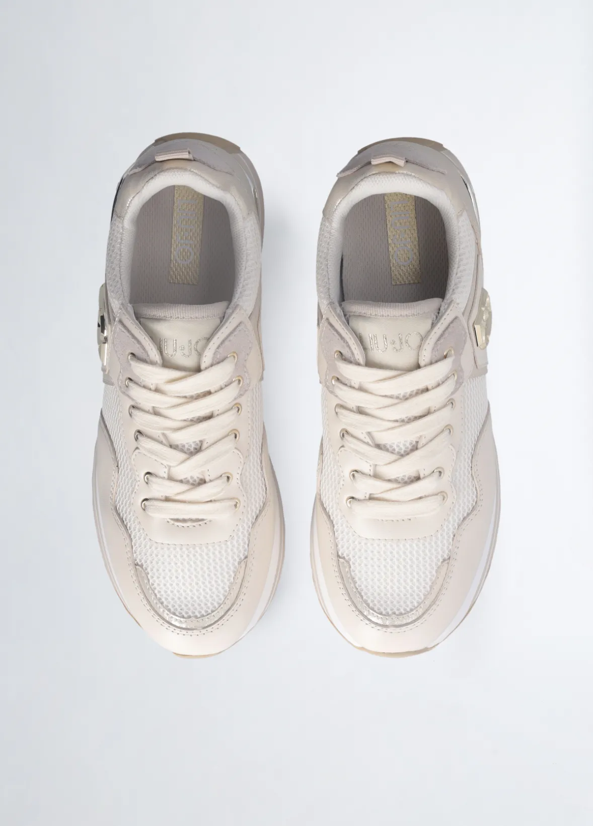 Sneakers platform in pelle e mesh