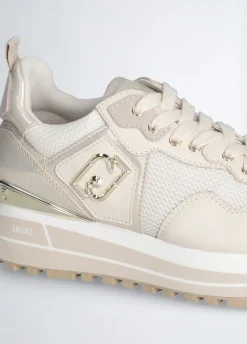 Sneakers platform in pelle e mesh