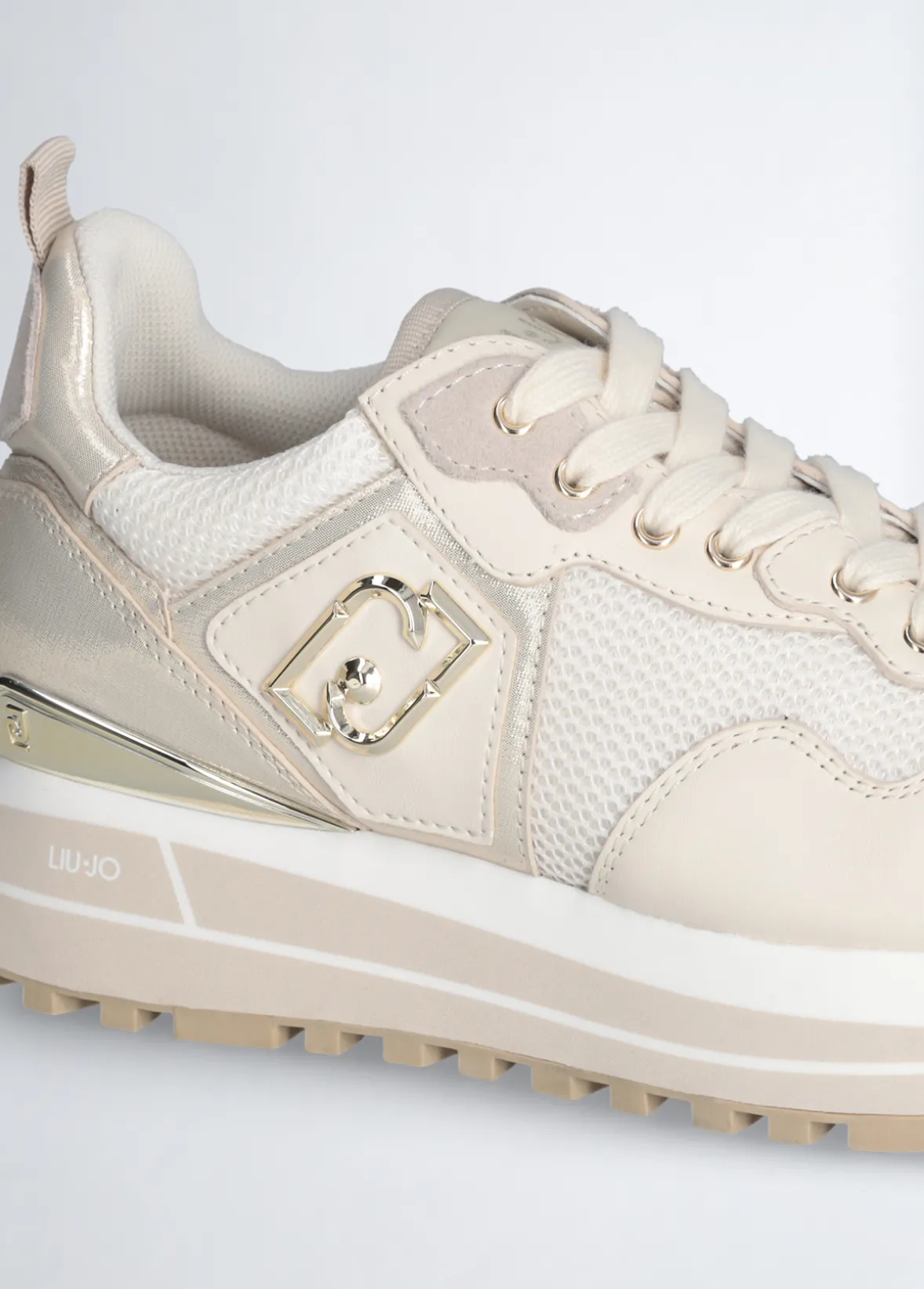 Sneakers platform in pelle e mesh