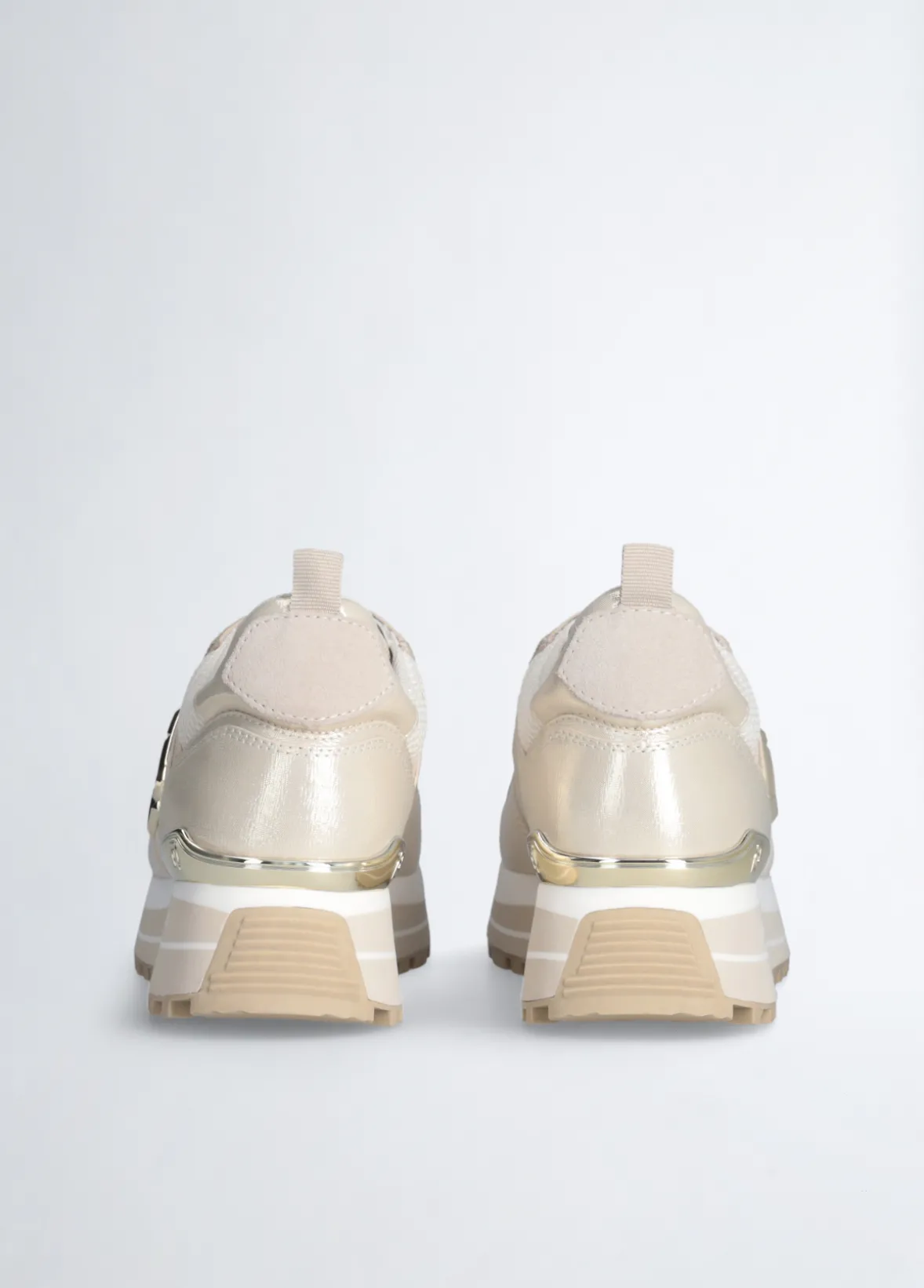 Sneakers platform in pelle e mesh