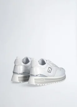 Sneakers platform in pelle e mesh