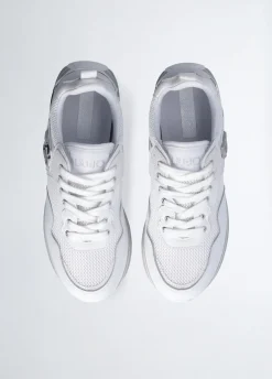 Sneakers platform in pelle e mesh