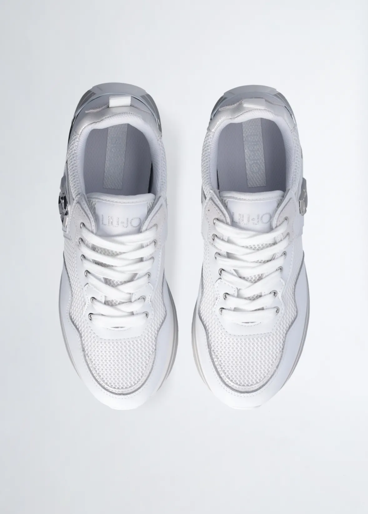 Sneakers platform in pelle e mesh