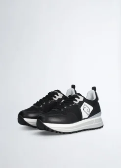Sneakers platform in pelle e mesh