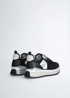Sneakers platform in pelle e mesh