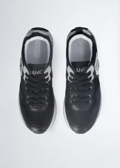 Sneakers platform in pelle e mesh