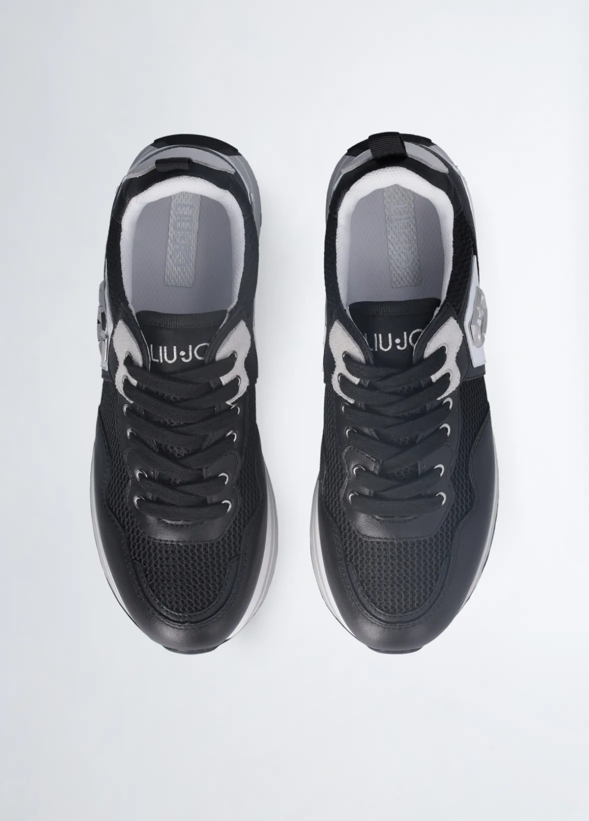 Sneakers platform in pelle e mesh